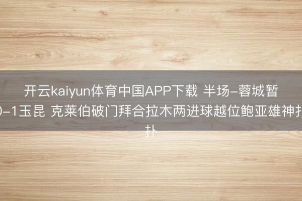 开云kaiyun体育中国APP下载 半场-蓉城暂0-1玉昆 克莱伯破门拜合拉木两进球越位鲍亚雄神扑