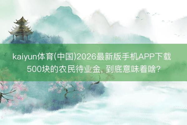 kaiyun体育(中国)2026最新版手机APP下载 500块的农民待业金, 到底意味着啥?