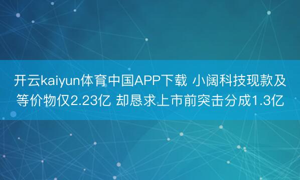 开云kaiyun体育中国APP下载 小阔科技现款及等价物仅2.23亿 却恳求上市前突击分成1.3亿