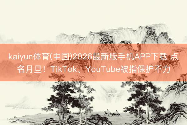 kaiyun体育(中国)2026最新版手机APP下载 点名月旦！TikTok、YouTube被指保护不力