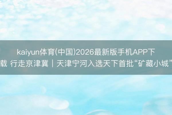 kaiyun体育(中国)2026最新版手机APP下载 行走京津冀｜天津宁河入选天下首批“矿藏小城”