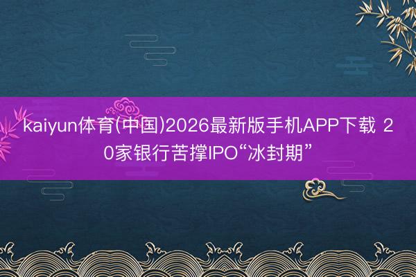 kaiyun体育(中国)2026最新版手机APP下载 20家银行苦撑IPO“冰封期”