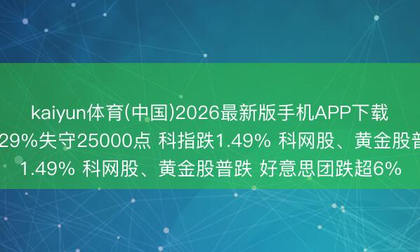 kaiyun体育(中国)2026最新版手机APP下载 港股午评：恒指跌2.29%失守25000点 科指跌1.49% 科网股、黄金股普跌 好意思团跌超6%