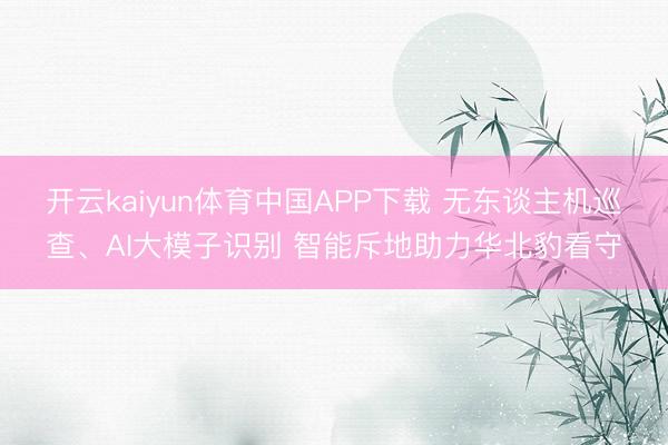 开云kaiyun体育中国APP下载 无东谈主机巡查、AI大模子识别 智能斥地助力华北豹看守