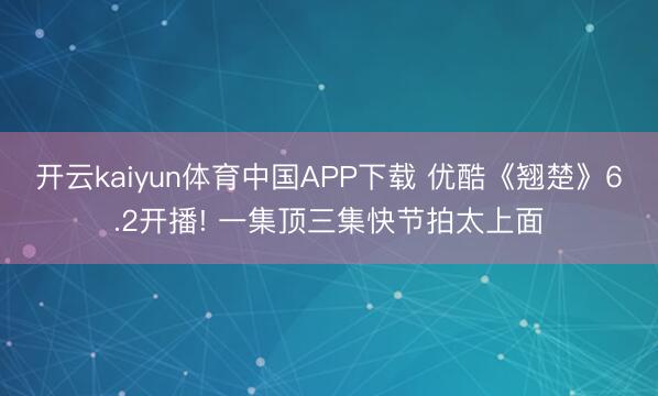 开云kaiyun体育中国APP下载 优酷《翘楚》6.2开播! 一集顶三集快节拍太上面