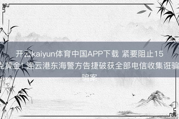 开云kaiyun体育中国APP下载 紧要阻止150克黄金! 连云港东海警方告捷破获全部电信收集诳骗案