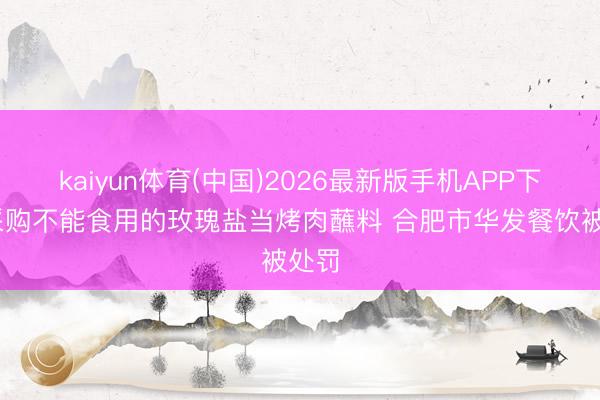 kaiyun体育(中国)2026最新版手机APP下载 采购不能食用的玫瑰盐当烤肉蘸料 合肥市华发餐饮被处罚