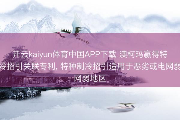 开云kaiyun体育中国APP下载 澳柯玛赢得特种制冷招引关联专利， 特种制冷招引适用于恶劣或电网弱地区