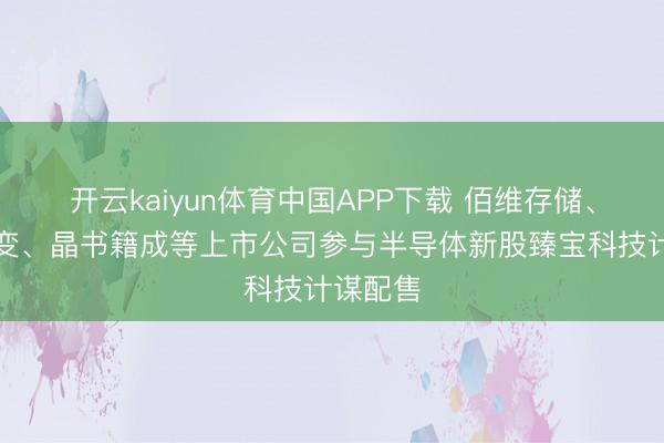 开云kaiyun体育中国APP下载 佰维存储、兆易改变、晶书籍成等上市公司参与半导体新股臻宝科技计谋配售